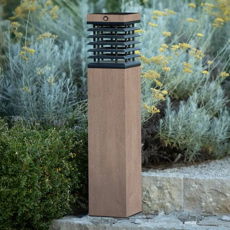 Les Jardins LED solarne oświetlenie ścieżki Tekura, szary, drewno, 75 cm