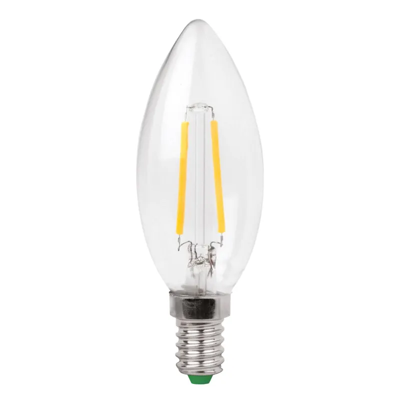 Żarówka świeca LED E14 3W filament przezroczysty, ciepła biel