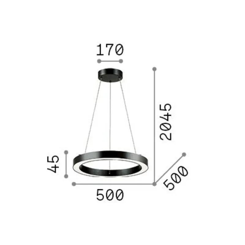 Ideal Lux lampa wisząca LED Oracle, czarna, 3000 K, Ø 50 cm