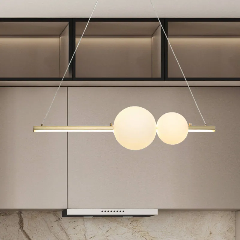 Żyrandol LED 22108, złota, długość 62 cm, metal/szkło, ściemniany