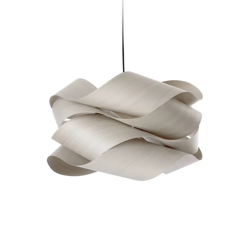 Żyrandol LZF Link, szara/niklowa, Ø 46 cm, drewno