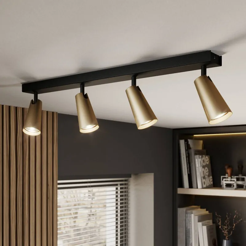 Lampa sufitowa Lucande Angelina, 4-punktowa, mosiądz/złoto
