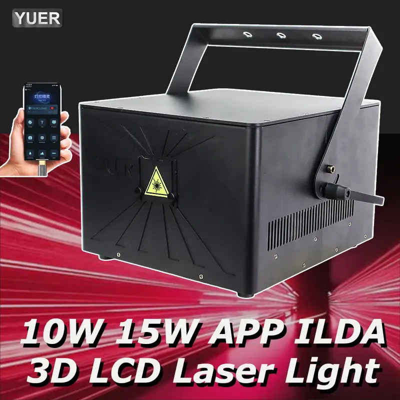 Laser RGB 10W 15W DMX512 Bluetooth Sterowanie Android/IOS Animacje 200+ Efektów dla DJ Baru Disco Party Scena Wesele Impreza