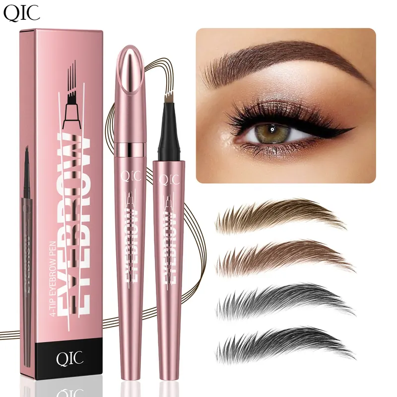 4 Fork Tip Eyebrow Pencil 3D Microblading Waterproof Dark Brown Natural Color Fine Stroke Magic Eyebrow Pencil 2024 New Ladies