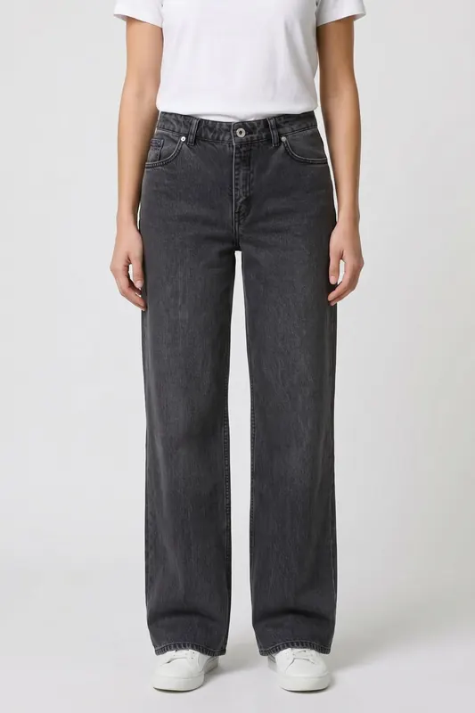Karl Lagerfeld Relaxed W/ Slit Denim Washed Grey Maat: W29L32 | Wijde Broeken Outlet | Dames | Grijs