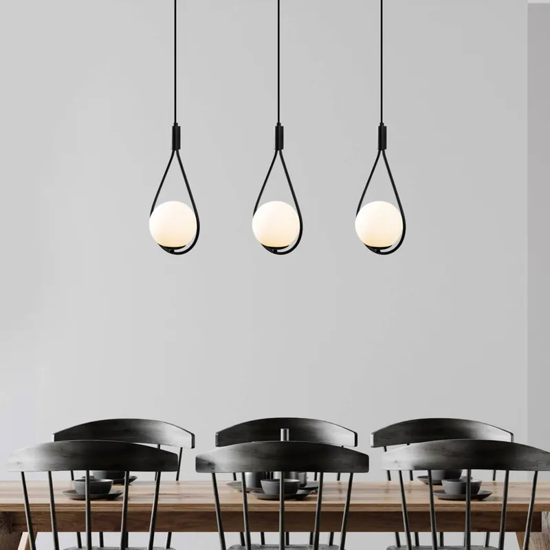 Lampa wisząca GMN-00009 3-punktowa czarny/opal szkło