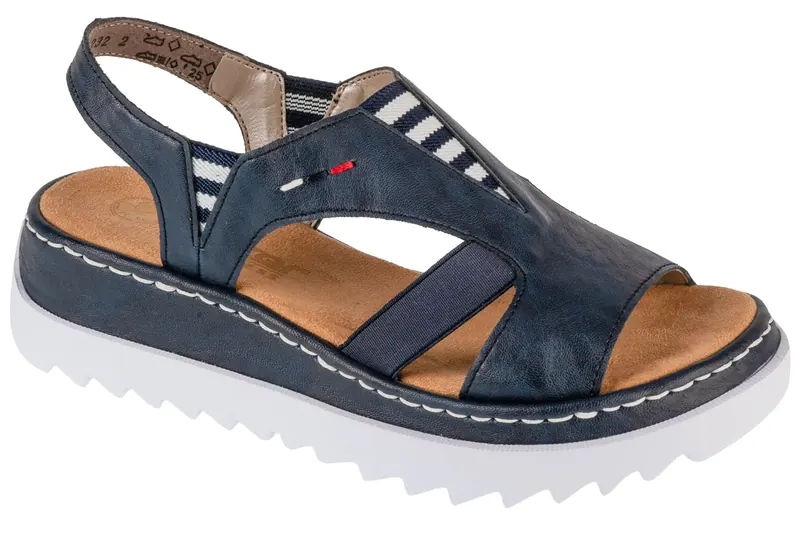 Rieker Sandals V44Y5-14, Damskie, Granatowe, sandały, skóra syntetyczna, rozmiar: 42