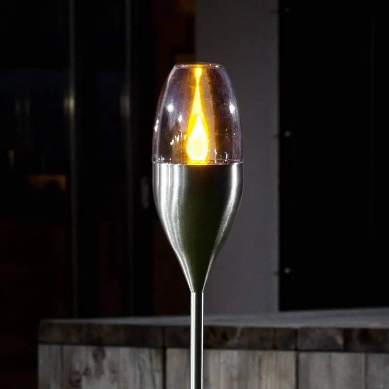 Lindby Lampa solarna LED Jari, wysokość 122 cm, stal szlachetna, przezroczysta