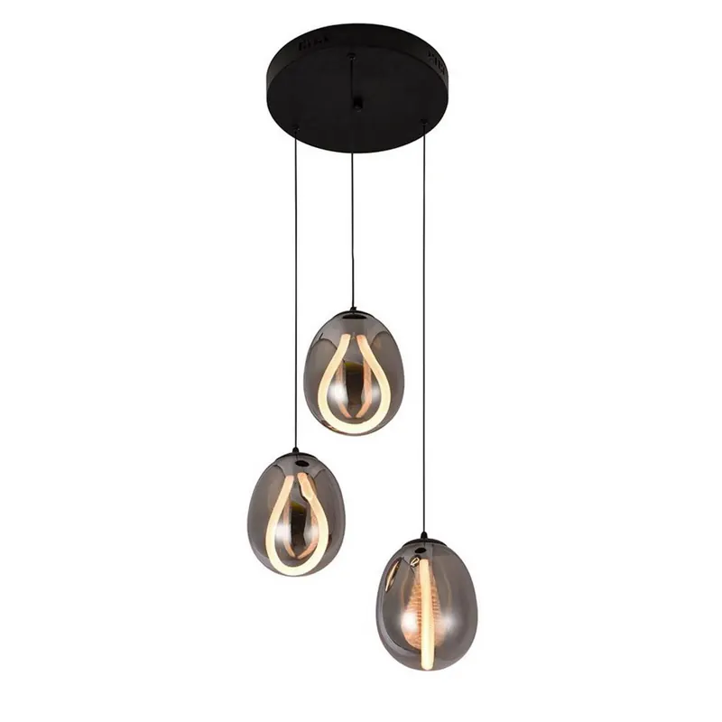 Lampa wisząca LED Melanie, Ø 41 cm, szary dymny, szkło, 3-punktowa.