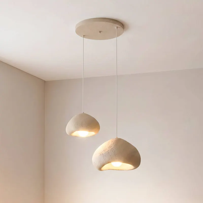 Żyrandol Lora, beżowa, szerokość 70 cm, 2-punktowy, z włókna szklanego, E27
