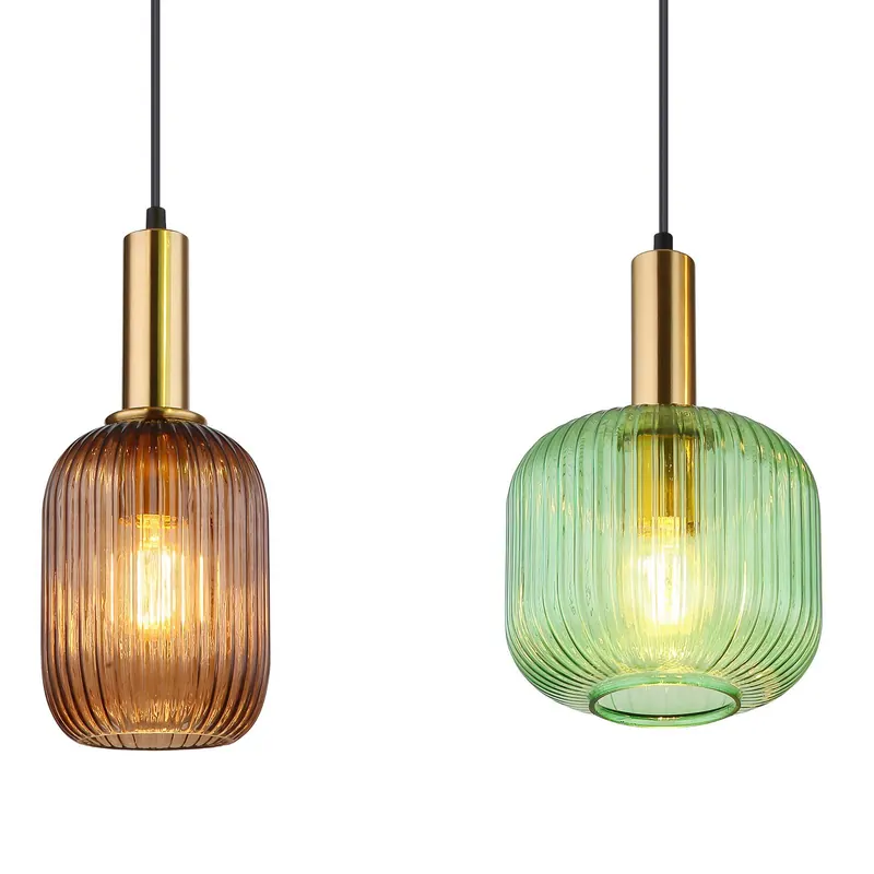 Lampa wisząca Normy, długość 115 cm, kolorowa, szkło, 4-punktowa.