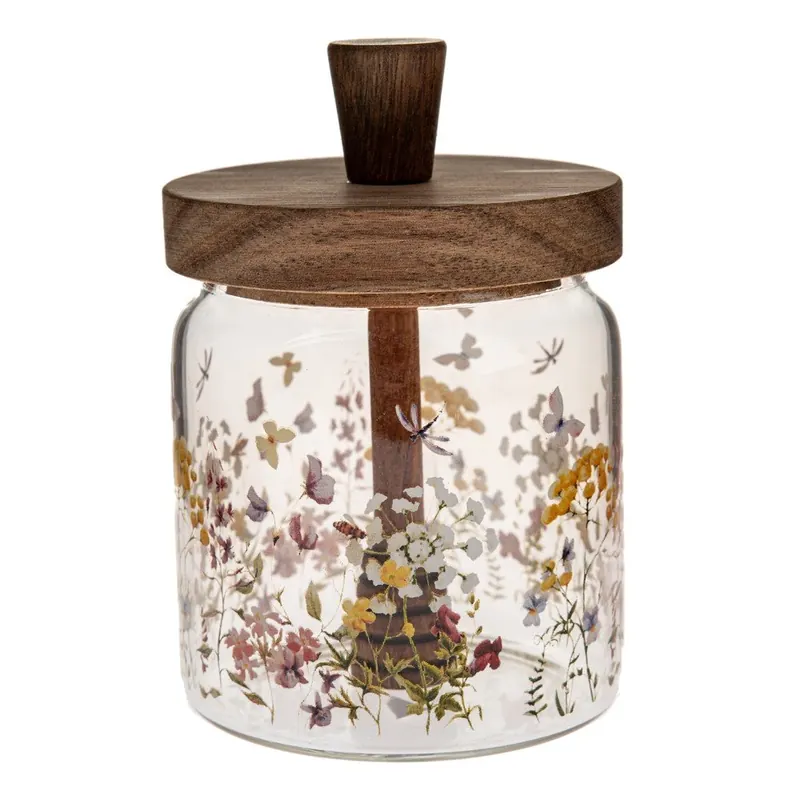 Szklany pojemnik na miód Flowers – Dakls