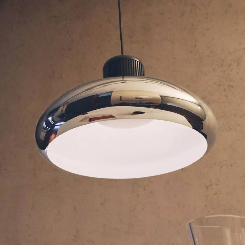 Lampa wisząca Stilnovo LED Trepiù, chrom/czarny, Ø 40 cm