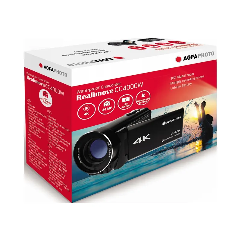 Digitálna kamera AgfaPhoto CC4000W Video 4K 24MP 3'' 18x Zoom vodotesná 5m