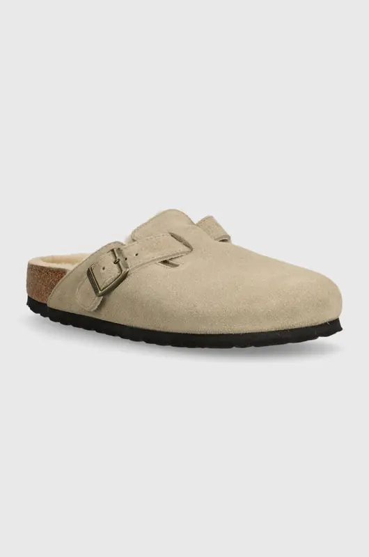 Birkenstock klapki zamszowe Boston Shearling