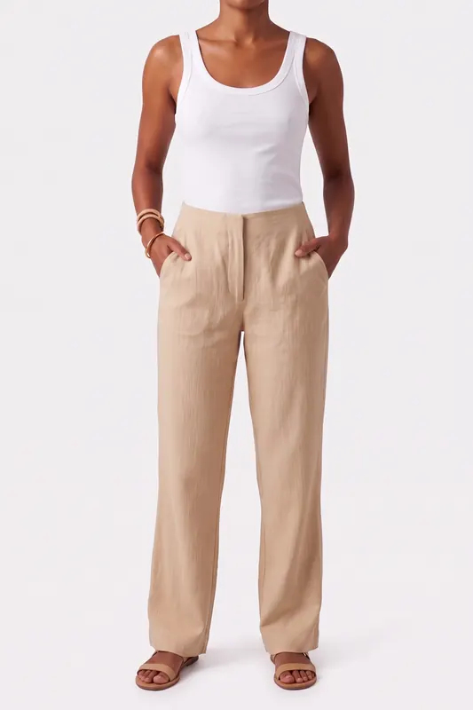 ARKET Eandra Trousers Yellow Maat: 40 | Pantalons Outlet | Dames | Beige