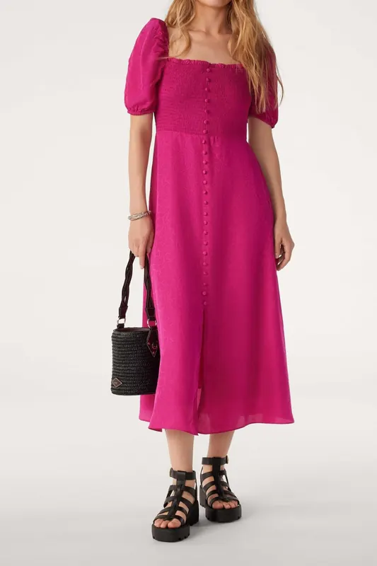 BA&SH Robe Sasha Fushia Maat: XS | Maxi Jurken Outlet | Dames | Roze