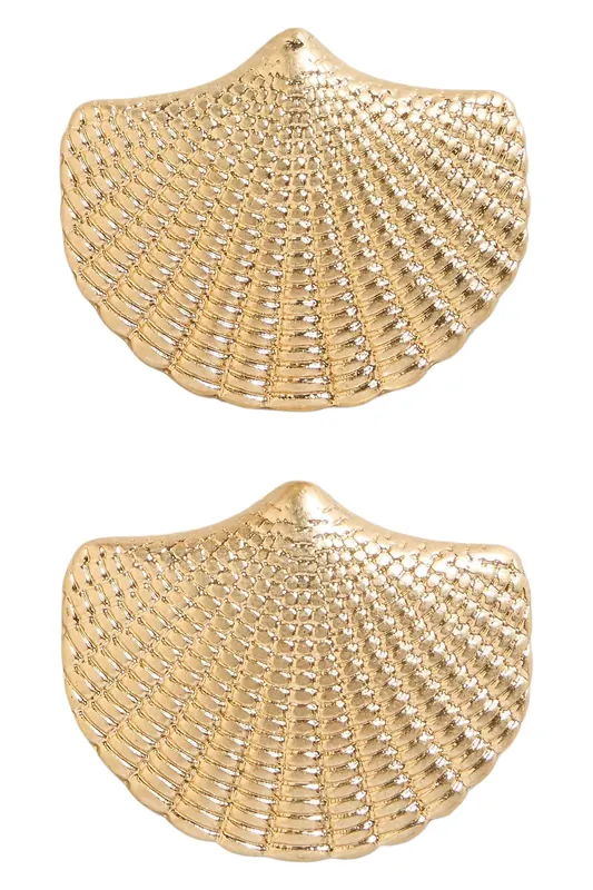White Stuff Shell Stud Earring Gold Tone Metallic Maat: OS | Oorbellen Outlet | Dames | Goud