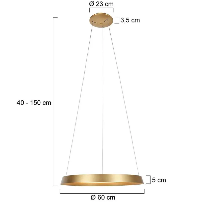 Lampa wisząca Ringlux LED, 1-punktowa, w kolorze złotym, metalowa