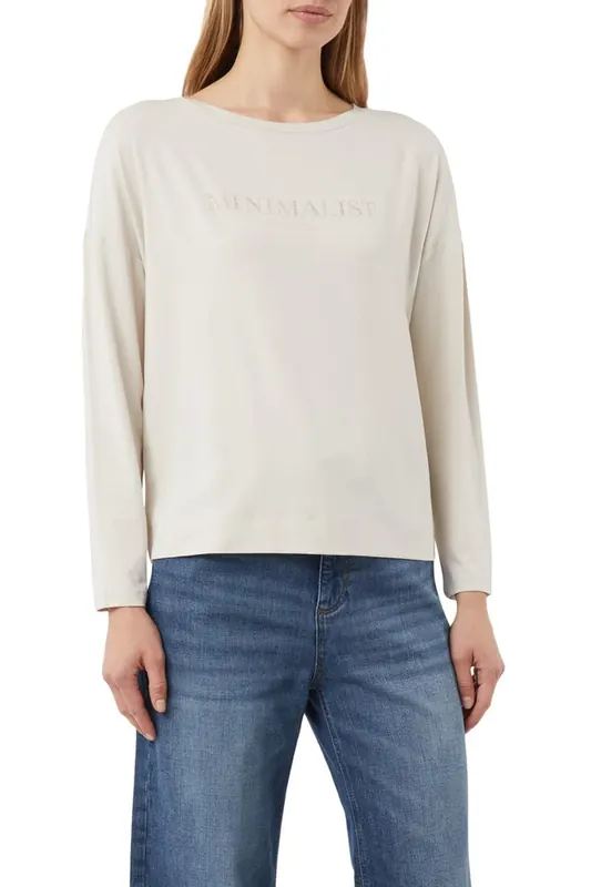 Comma  T-shirts Grey/black Maat: 44 | Longsleeves Outlet | Dames | Beige