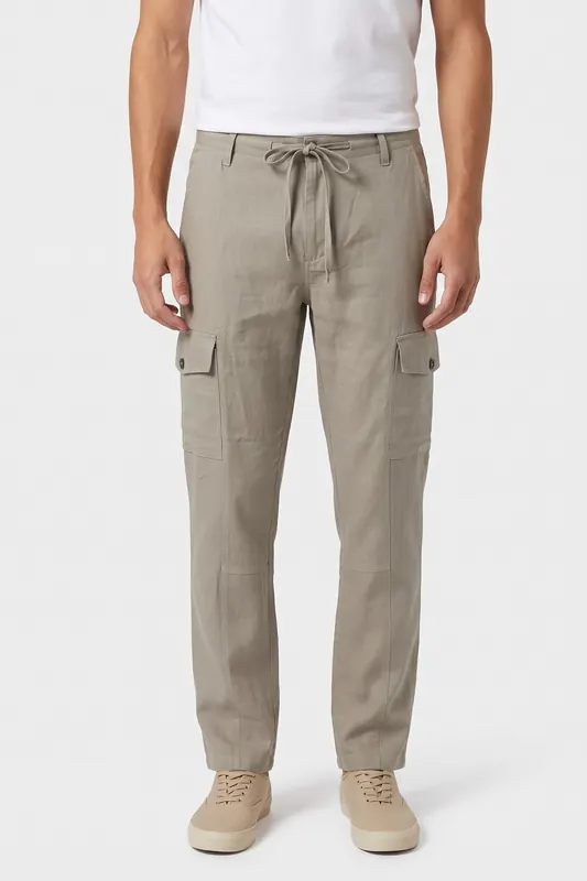 GUESS  Eco Fletcher Linen Cargo Sage Plant Multi Maat: W33 | Cargobroeken Outlet | Heren | Grijs