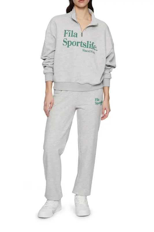 FILA Linthelles Highwaist Sweat Pants Light Grey Melange Maat: S | Joggingbroeken Outlet | Dames | Grijs