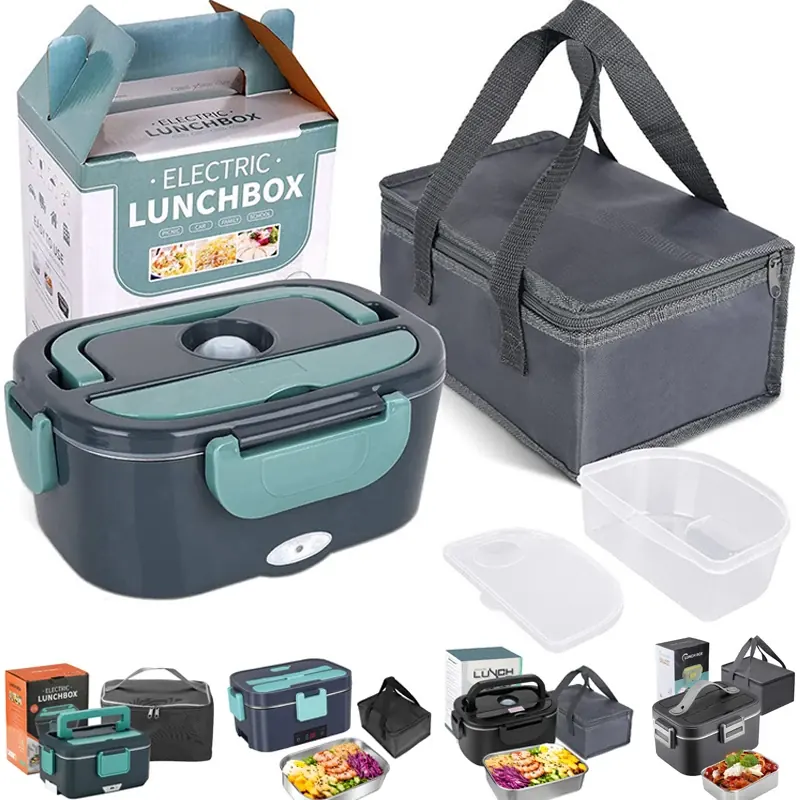 Elektryczny pojemnik na lunch 2 w 1, szczelny, przenośny podgrzewacz do żywności 1,5/2/2,5 L, mikrofalowy pojemnik na lunch bento ze stali nierdzewnej