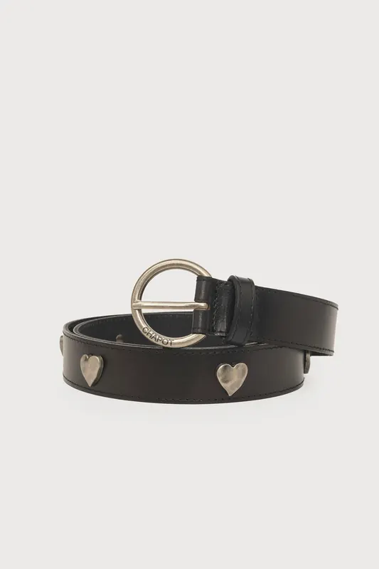 Fabienne Chapot Hammered Heart Belt Black Maat: 85 | Riemen Outlet | Dames | Zwart