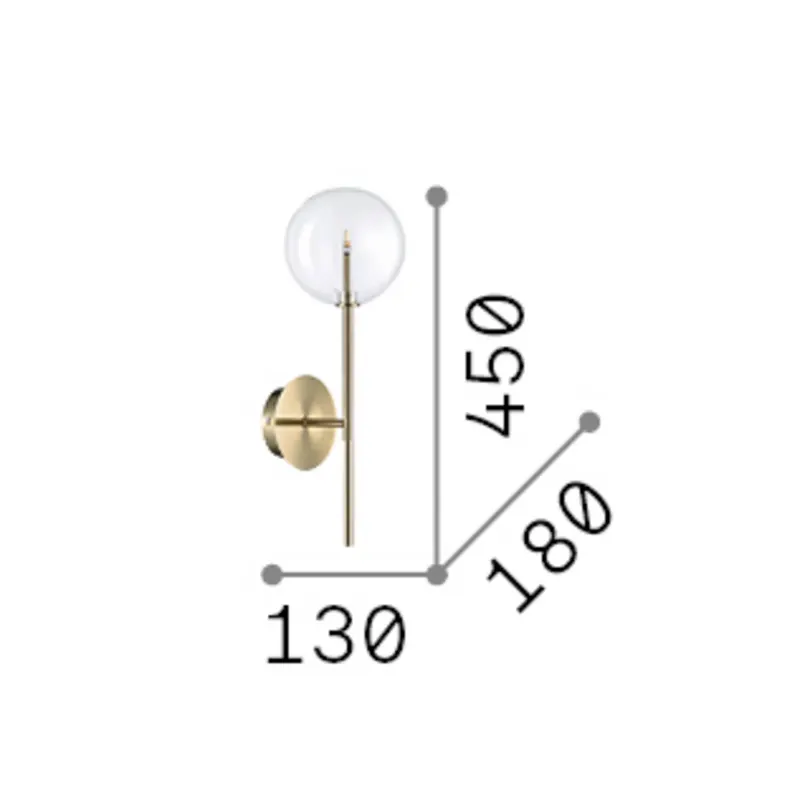 Lampa ścienna IDEAL LUX Equinoxe, chrom/przezroczysty, wysokość 45 cm