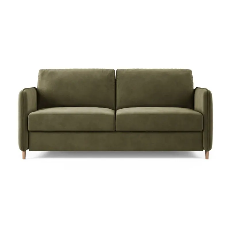 Zielona aksamitna sofa do spania 184 cm Simo – Micadoni