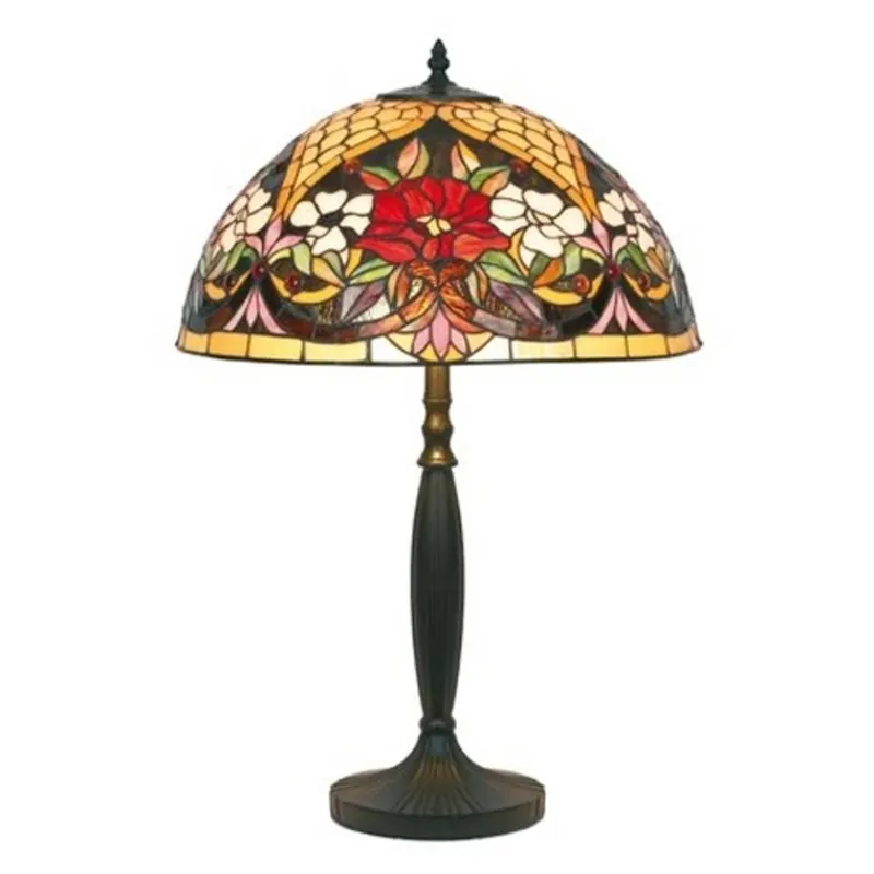 Lampa stołowa z kwiatowym wzorem w stylu Tiffany