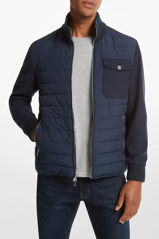 Michael Kors Melton Mock Neck Jacket Midnight Maat: S | Lichte Jassen Outlet | Heren | Blauw