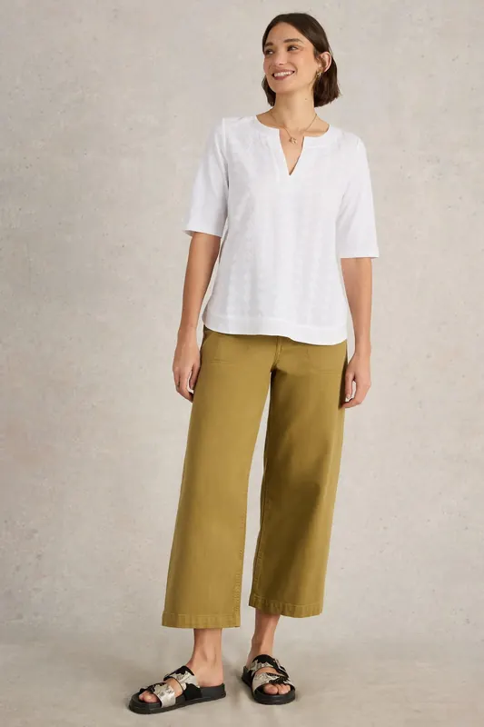 White Stuff Weaver Notch Neck Top Brilliant White Maat: 14 | Blouses Outlet | Dames | Wit