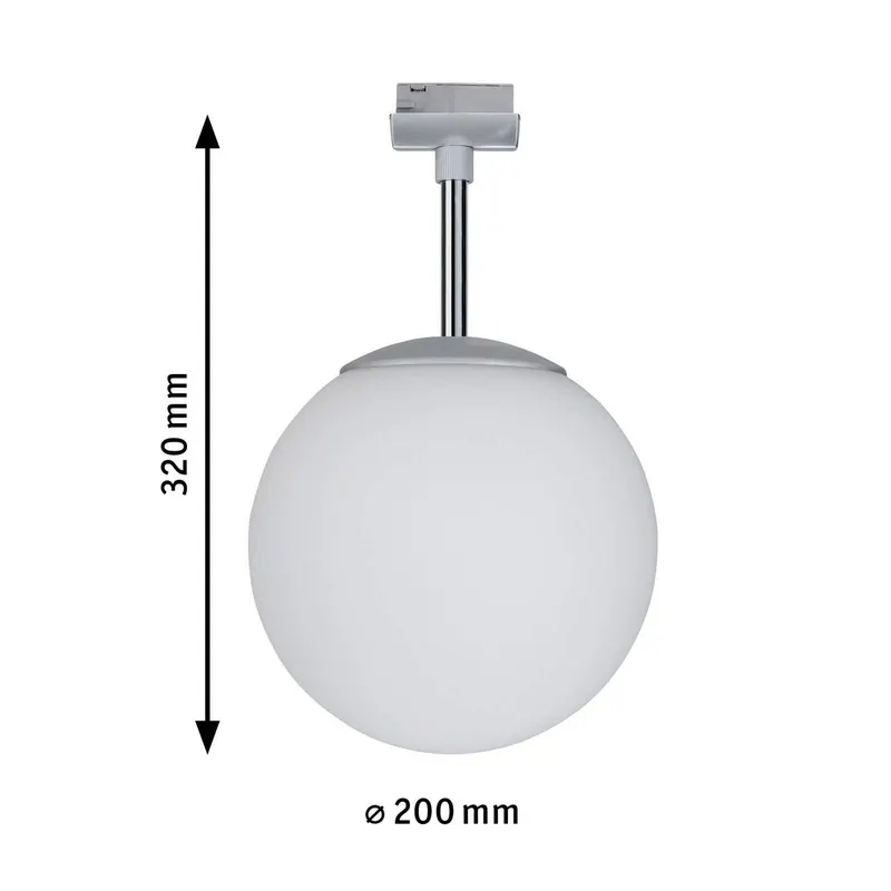 Paulmann URail lampa kulista chrom, szkło opalowe