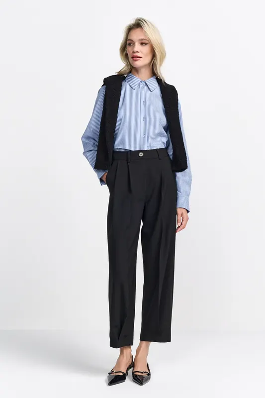 Rich & Royal Cotton Striped Basic Blouse Skyway Blue Maat: 34 | Overhemden Outlet | Dames | Blauw