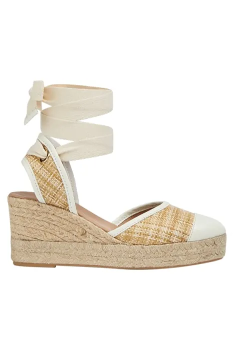 LK Bennett Cs Zora Raffia Sandal Cream Maat: 40 | Espadrilles Outlet | Dames | Beige