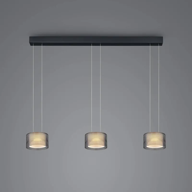 Lampa wisząca LED BANKAMP Grand Groove, 3-punktowa