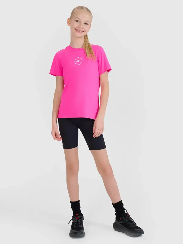 4F krótkie legginsy dziecięce sportowe 4FJWSS25TFSTF041 czarne (158/164)