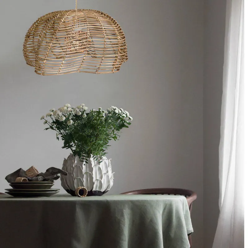 PR Home żyrandol Mayla, kolor drewna, rattan, Ø 43 cm