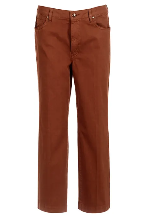 River Woods Mid High Waist Cropped Brown Maat: W30 | Straight Broeken Outlet | Dames | Bruin