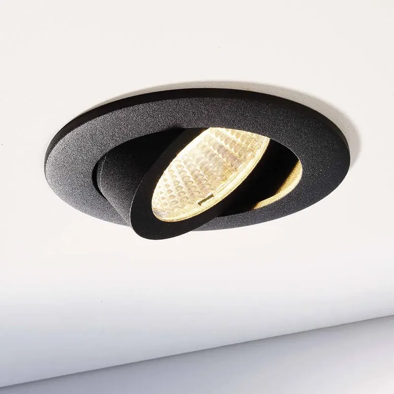 Lampa sufitowa wpuszczana LED Dione, IP44, 3000 K, czarna, ściemniana
