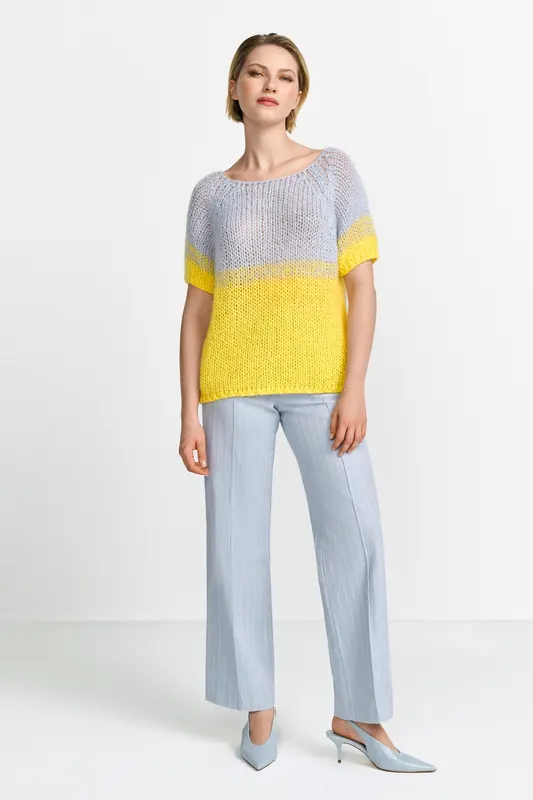 Rich & Royal Bicolored Short Sleeve Lemon Chrome Maat: XL | Sweaters Outlet | Dames | Grijs