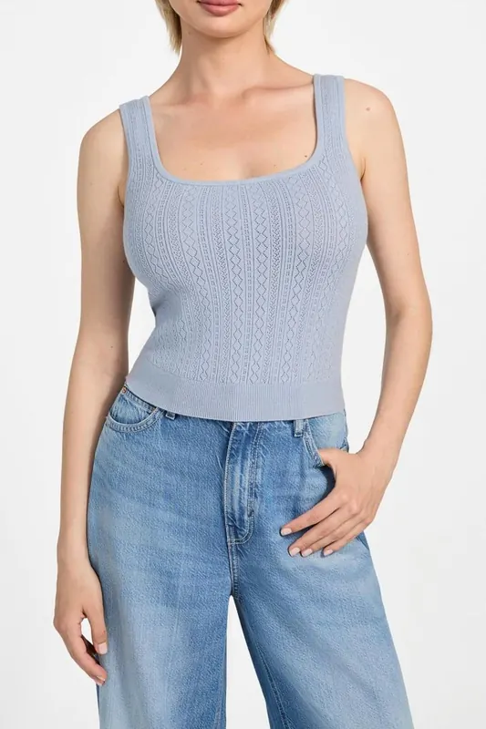 GUESS Sl Lyla Tank Top Swt Nimbus Blue Maat: XL | Sweaters Outlet | Dames | Blauw