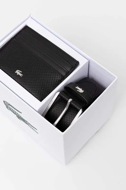 Lacoste zestaw etui na karty i pasek męski skórzany