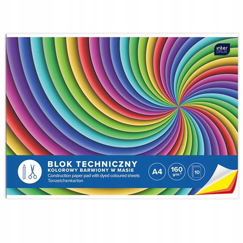 Blok Techniczny A4 Kolorowy 10 Kartek 160 G Interdruk Do Szkoły Na Plastykę