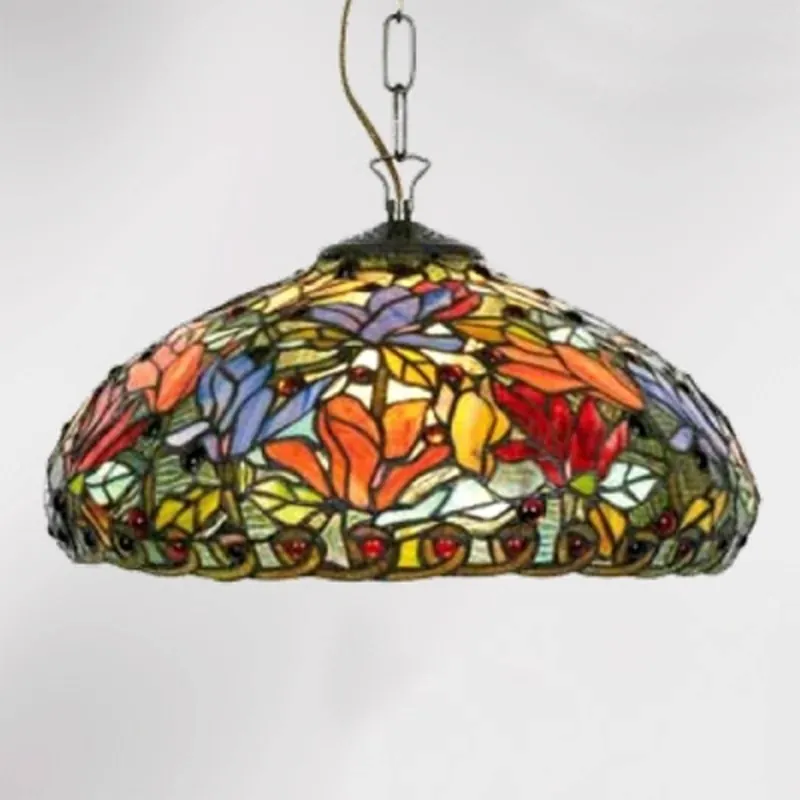 Kwiatowa lampa wisząca Elaine Tiffany 1-punktowa