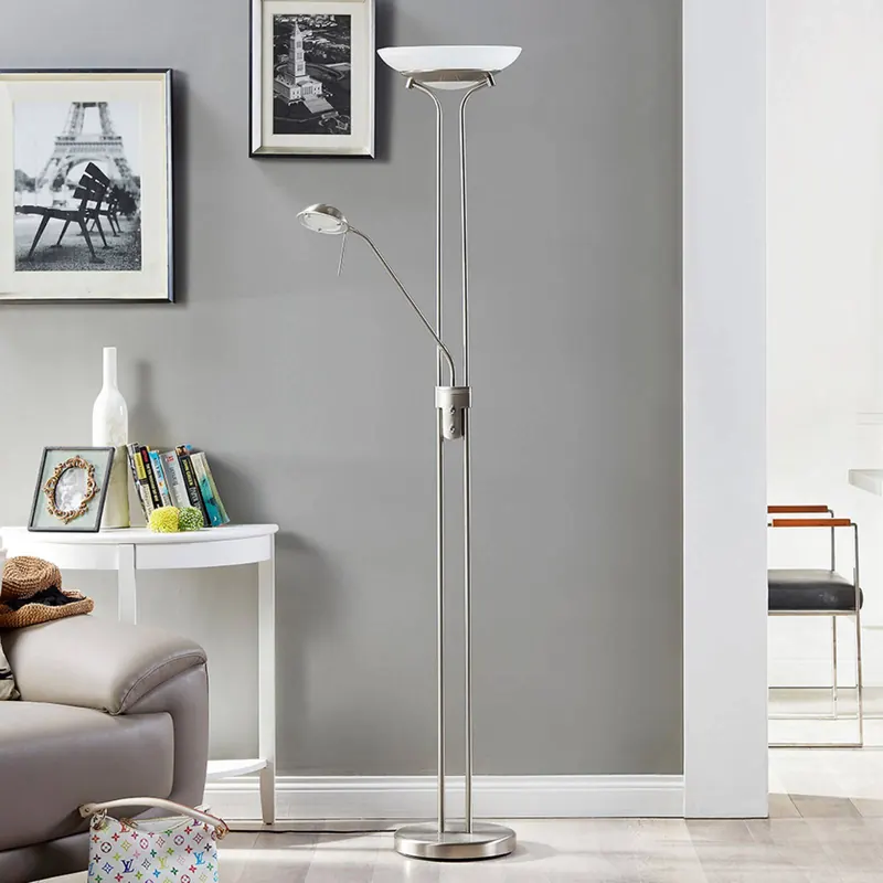 Lampa stojąca LED Lindby Yveta, kolor nikiel, metal, ściemniany