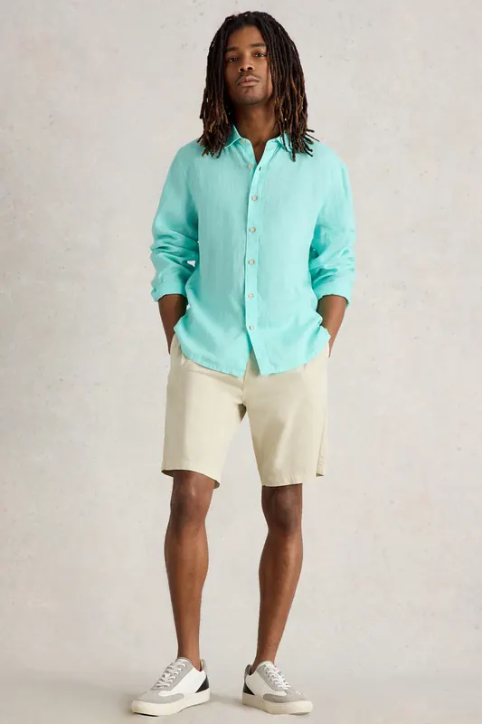 White Stuff Keswick Ls Linen Shirt Bright Blue Maat: L | Casual Overhemden Outlet | Heren | Blauw