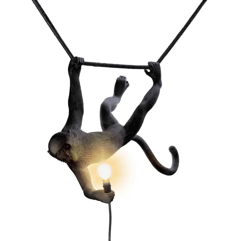 Lampa SELETTI Monkey, szerokość 44 cm, czarna, wtyczka, IP44