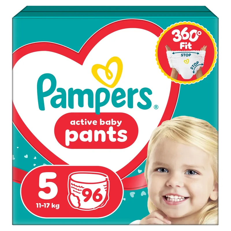 Pampers Active Baby Pants Pieluchomajtki, rozmiar 5, 11kg-17kg, 96 szt.